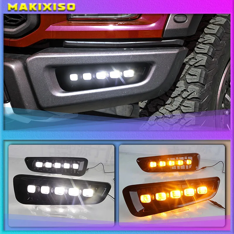 

For ford F150 Raptor SVT Led DRL Turn Signal Lights For Ford Raptor 16-19 Car Refit White Daytime Running Light Yellow fog lamp