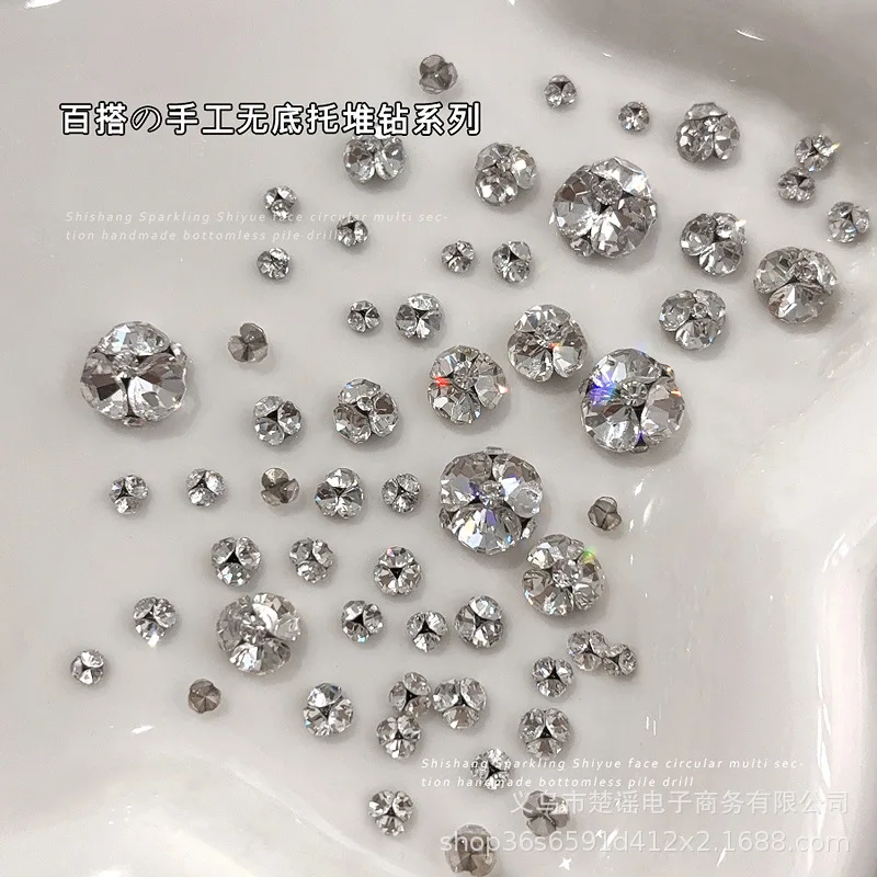 10 قطعة (SS6-SS28) ثلاثية الأبعاد لامعة كومة التدريبات مسمار جوهرة فاخرة كريستال 3/4/6/7/9 مللي متر الجليد شفافة مسمار الماس DIY بها بنفسك مانيكير كومة ستراس