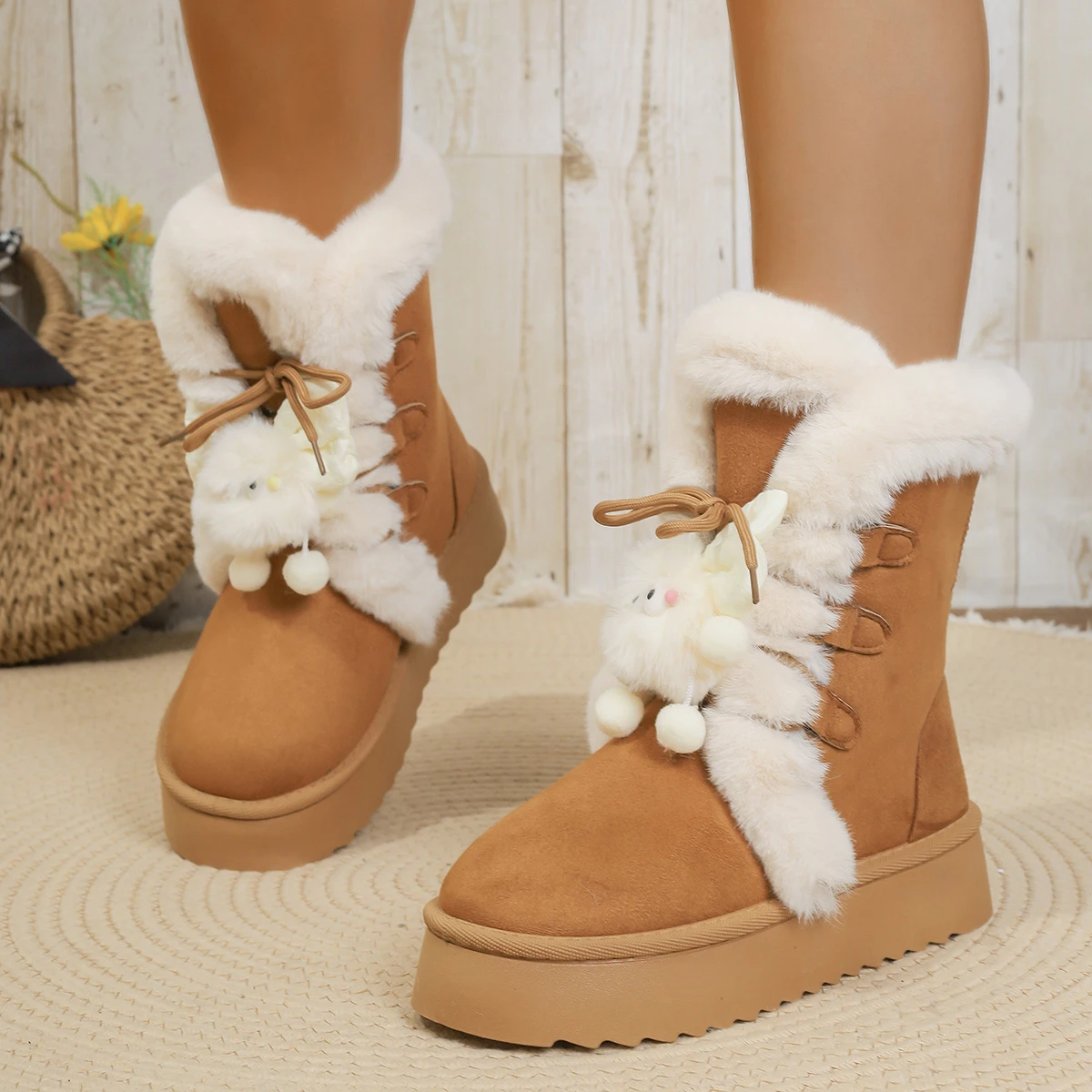 Snow Boot Fur Lined - Zimowe damskie buty śniegowce zintegrowane z
