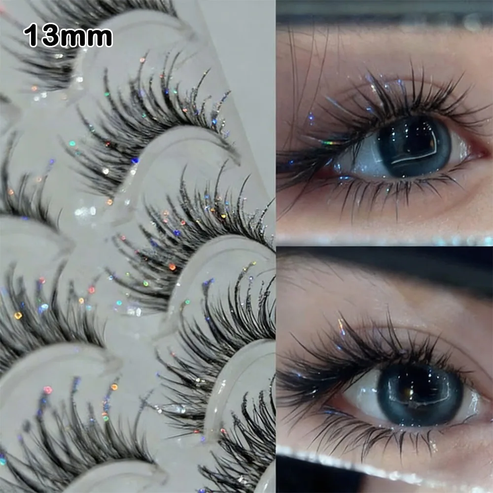 Colorful Rhinestone Rhinestone False Eyelashes Fluffy Texture Dazzling False Eyelashes Cross Strip Faux Eyelashes