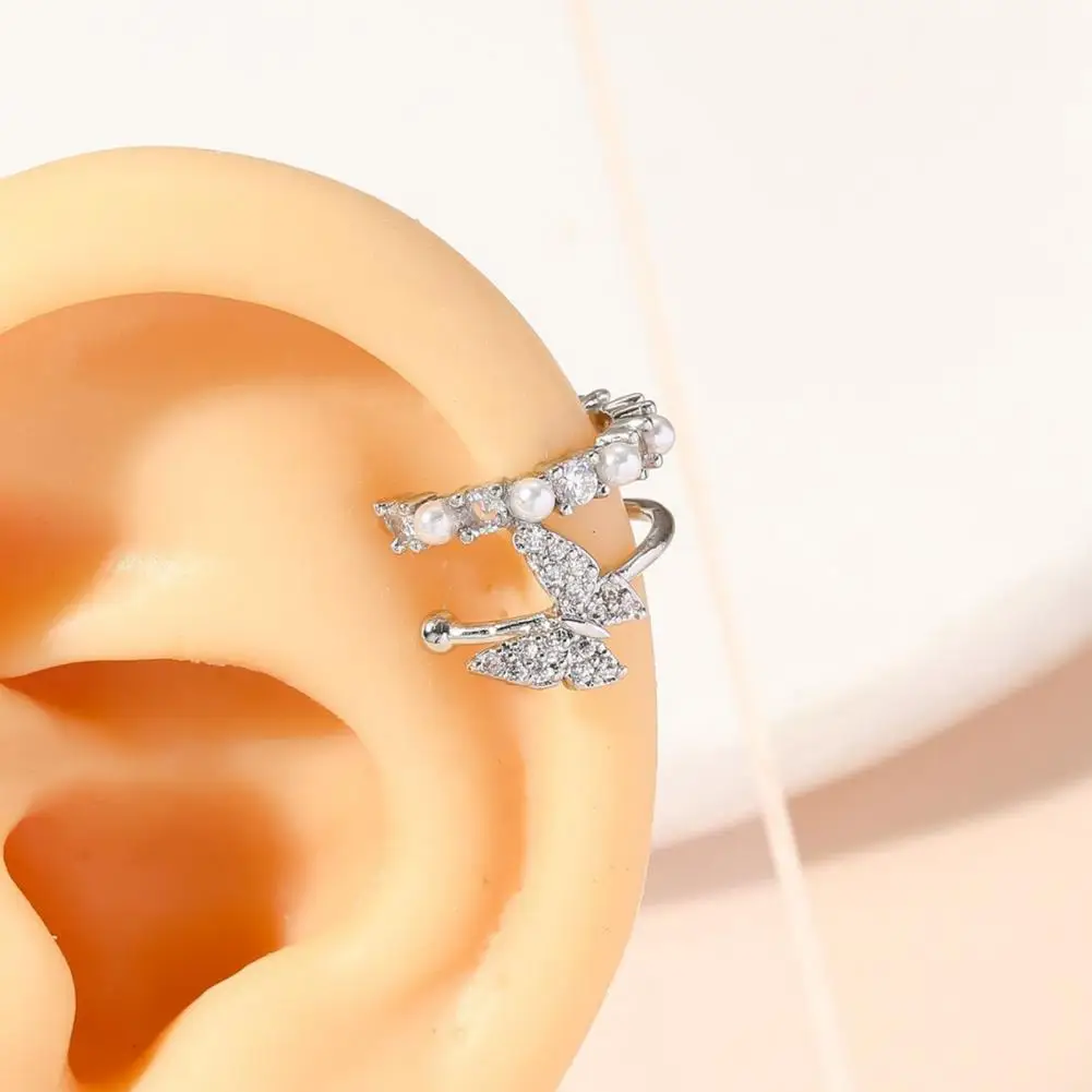 Minimalist Ear Adornments Butterfly Ear Cuffs Non-piercing Cartilage Clips Rhinestone Ear Corrector Earrings Comfortable