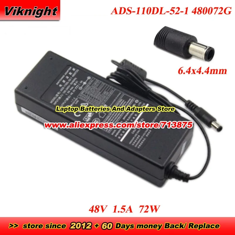 

ADS-110DL-52-1 480072G Switching Adapter 48V 1.5A 72W for Qvis NVR DNR308P0 N841A8-Z with 6.4 x 4.4mm Tip Power Supply