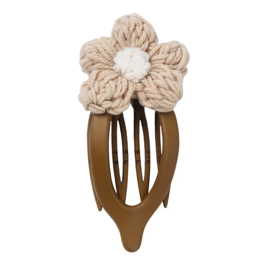 

Fashion Flower Hair Accessories for Women Claw Clip Crochet Knitted Barrette Spring Kawaii Hairstyle Hold Braids