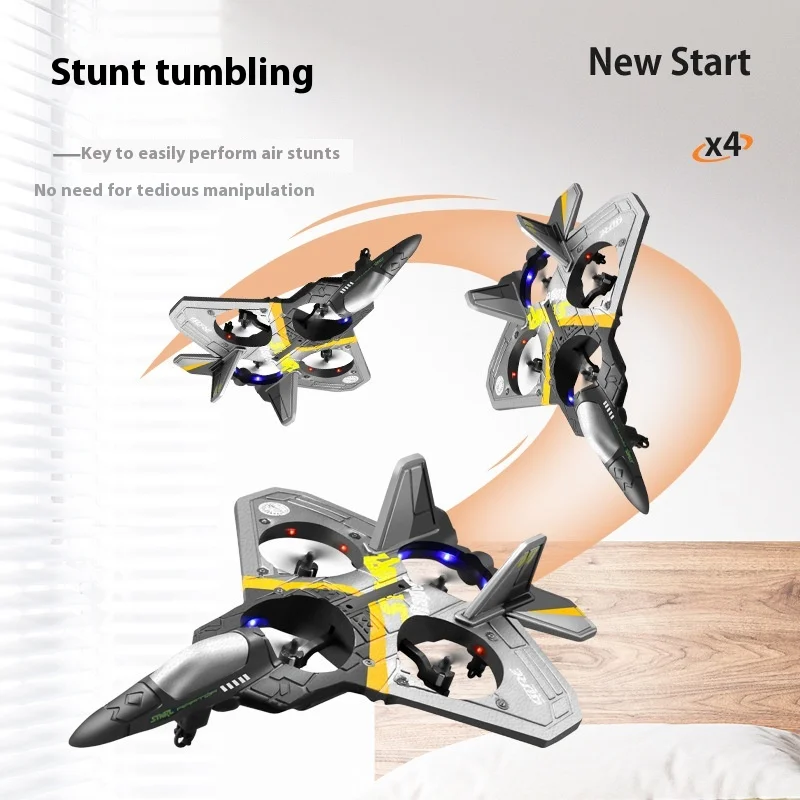 Drones, children, pupils and boys, remote-controlled aircraft, V17 fighter, airplane model glider, foam toy aircraft, flying saf