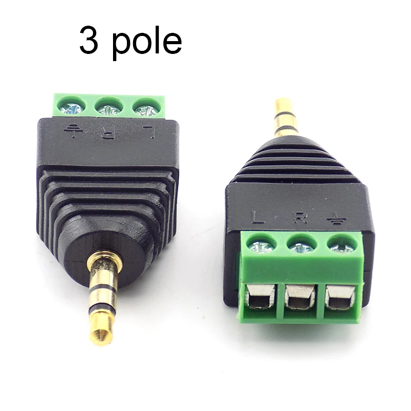 

2pcs 3.5mm Jack Headphone Plug 3 Pole Male Stereo Solderless Connector Audio Head to Terminal Plug