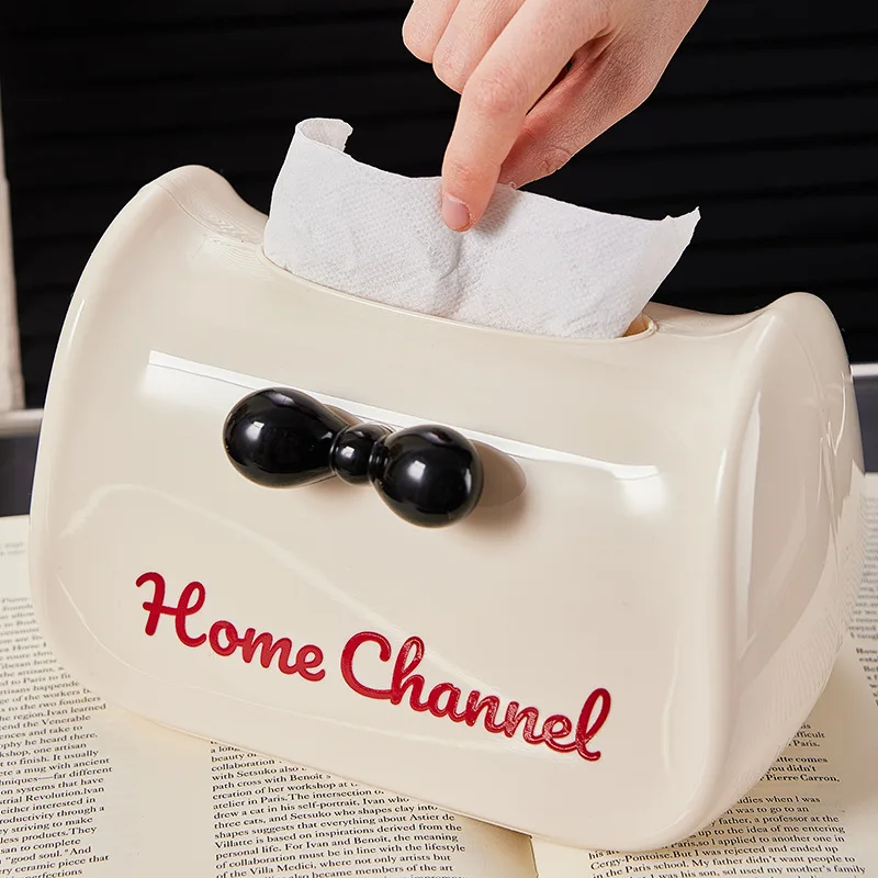 Elegant Bowknot Tissue Box for Living Room Creative Tissue Box Holder Modern Toilet Paper Napkin Box Plastic Desk Organizer