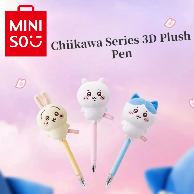 

Miniso мультфильм Chiikawa серия Hachiware креативная 3D большая головка плюшевая ручка Usagi нейтральная шариковая ручка Ручка канцелярия для учеников подарки