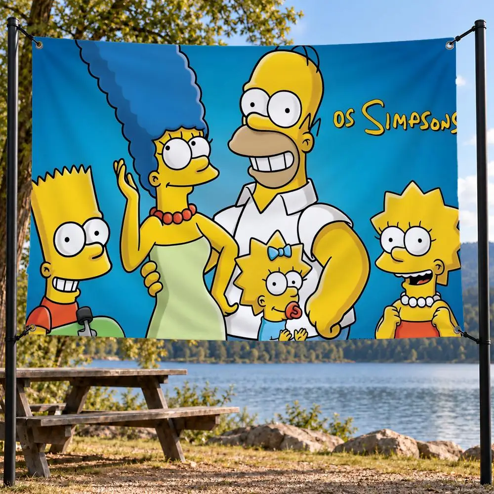 Cartoon The Simpsons Flags decor flag banner,wall hanging flag,indoor outdoor wall decor,yard garden porch patio