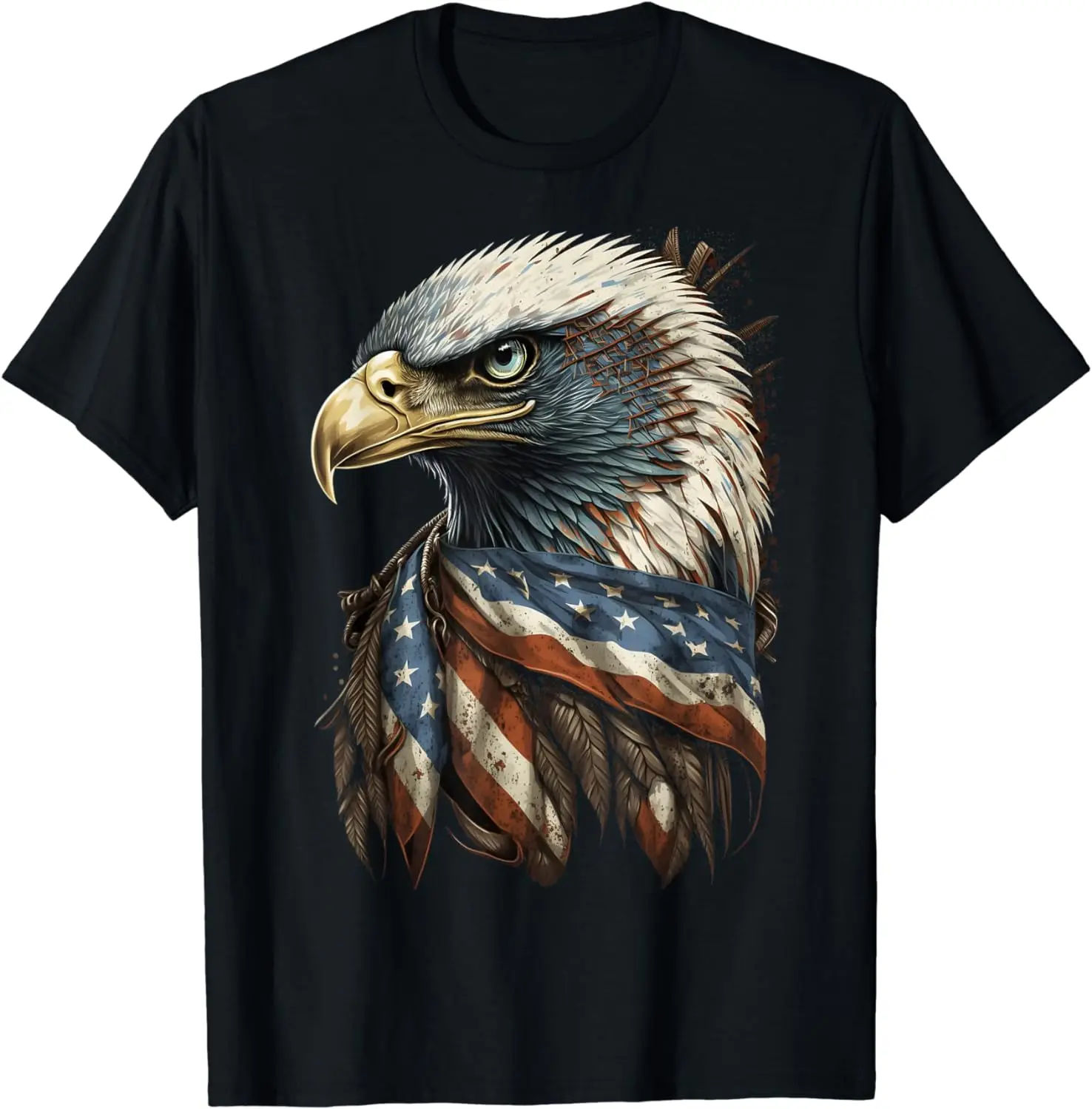 Patriotic Bald Eagle 4th Of July Men USA American Flag T-Shirt