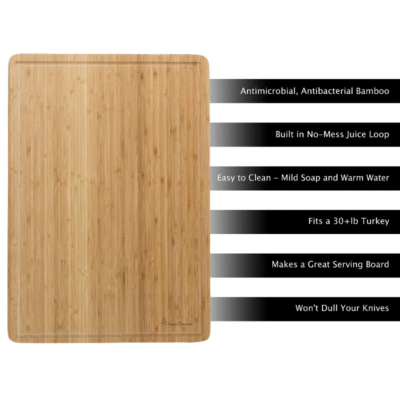 Extra-Large Bamboo Cutting/Serving Board with Juice Groove view 3