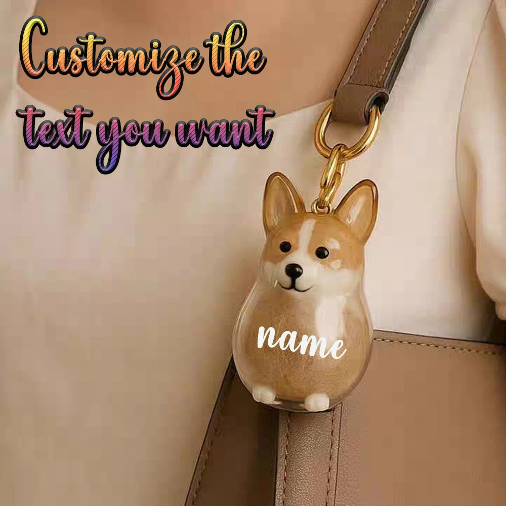 Custom Pet Hair Keychain Personalized Engraved Name Pendant Dog Fur Keepsake Cute Pet Commemorative Jewelry Daily Gift Ornament