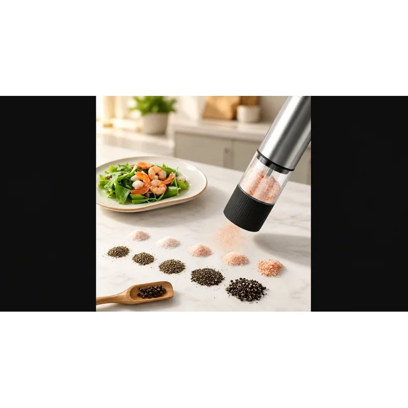 USB Rechargeable Electric Salt & Pepper Grinder, Automatic Mill with Adjustable Coarseness for Home Kitchen