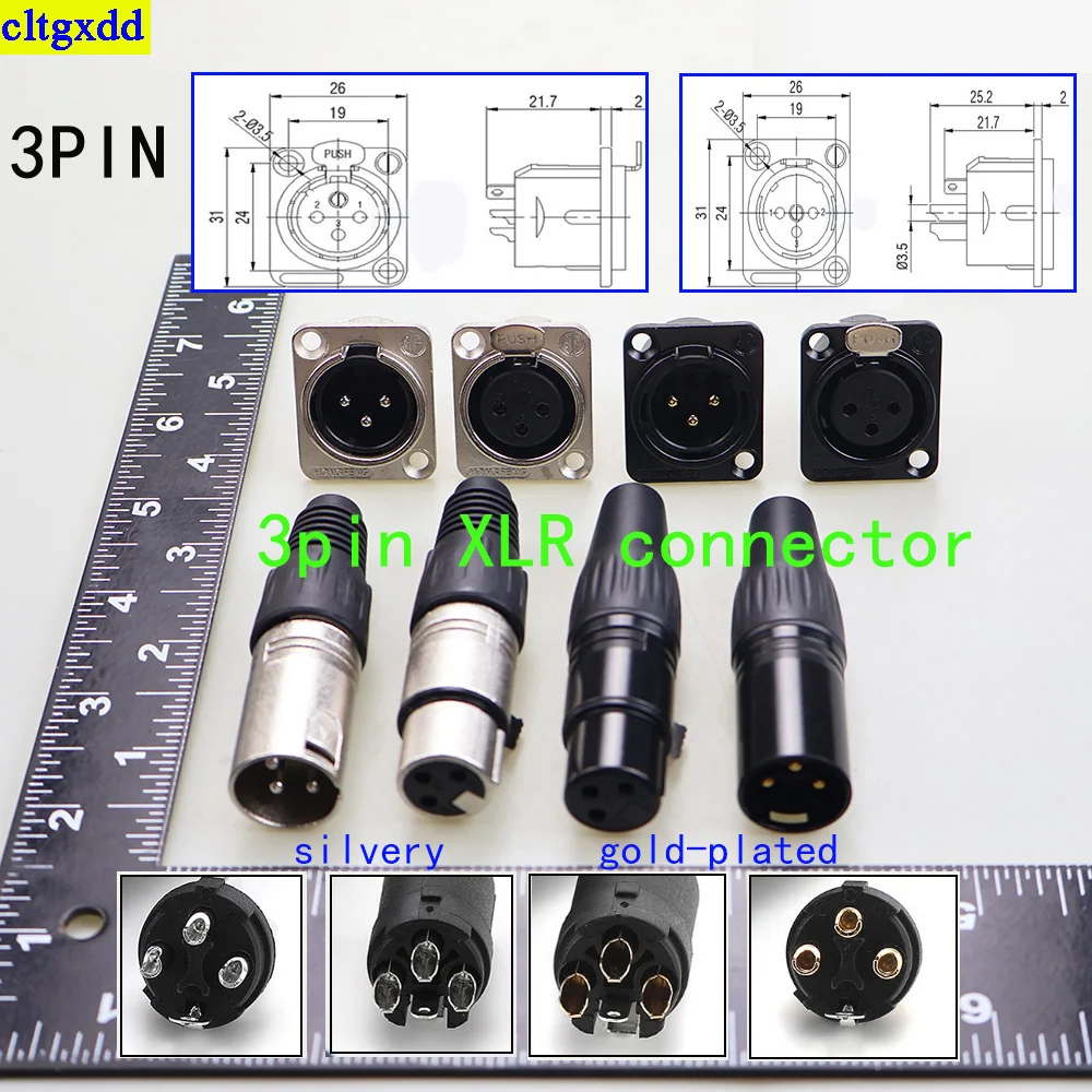 

Cltgxdd 1piece 3pin XLR welded connector male/female audio plug socket DMX microphone connector speaker amplifier base