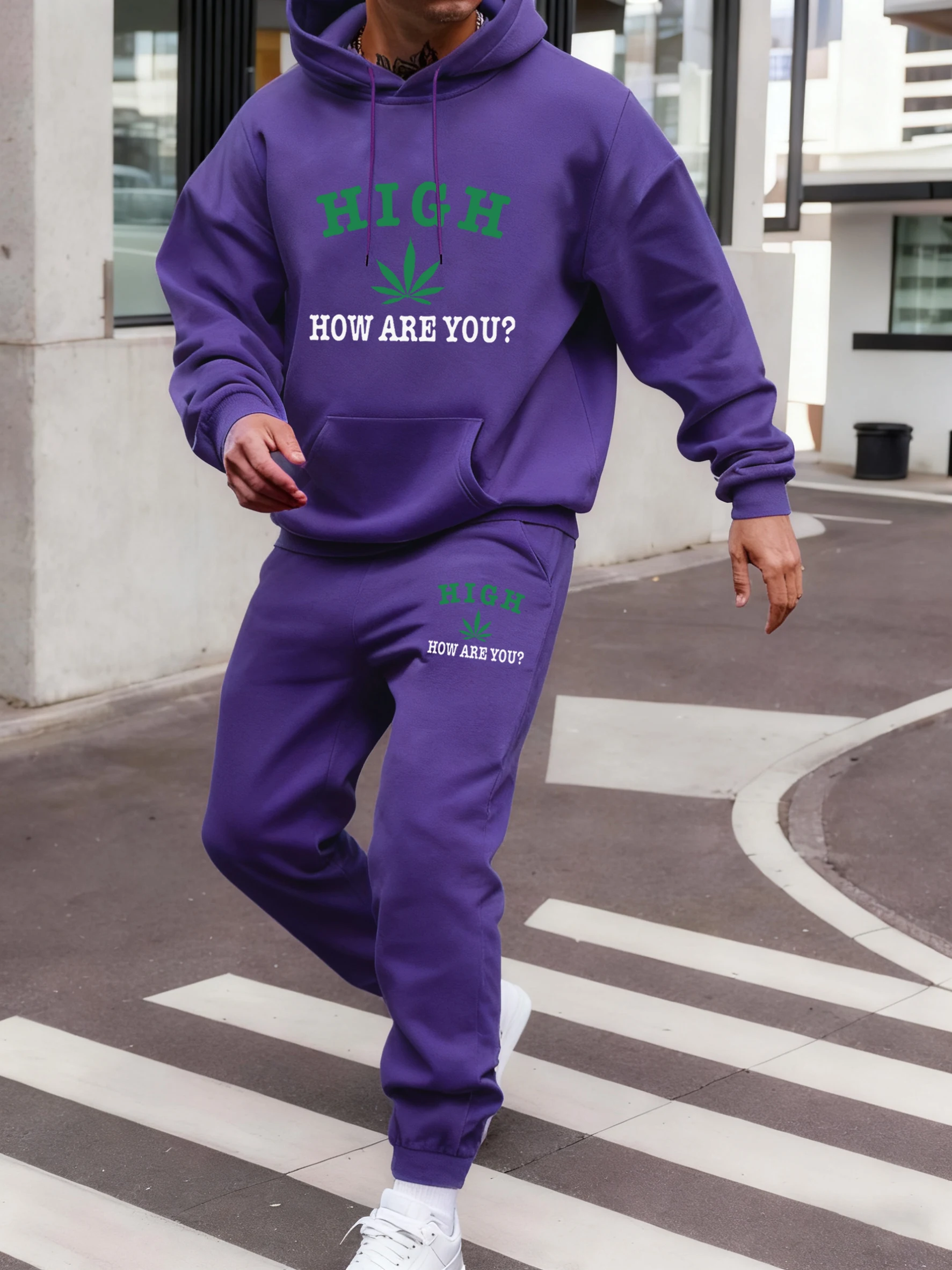 

High How Are You Printed Mens Tops Sets Soft Casual Hoodies Autumn Loose Sweatshirts Fleece Sport Sweatpants Pocket Comfy Pants