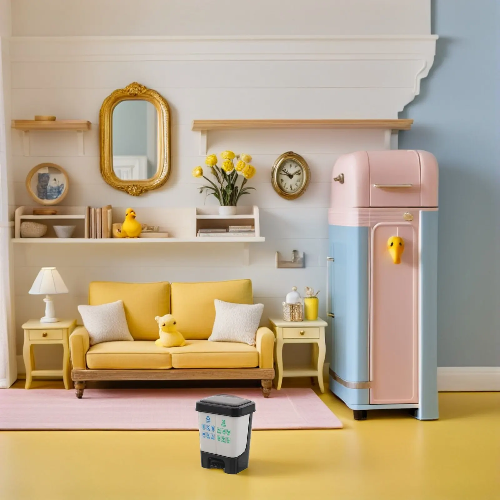 

2.2X1.69X1.26In Miniature Garbage Bin Dollhouse Trash Can Decor For Life Scene Accessories Pretend Play Micro World Waste Basket