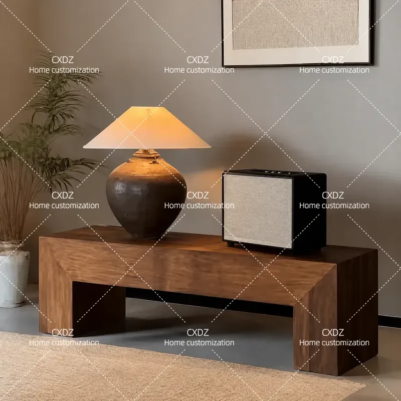Medieval Retro Solid Wood Bench Wabi Sabi Log Chair Living Room Coffee Table Hotel Creative Shoe Changing Stool