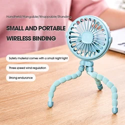 HOMEFISH Portable Baby Stroller Fan Oscillating Clip-on Mini Fan USB Battery Operated with Flexible Tripod for Pram Car Seat