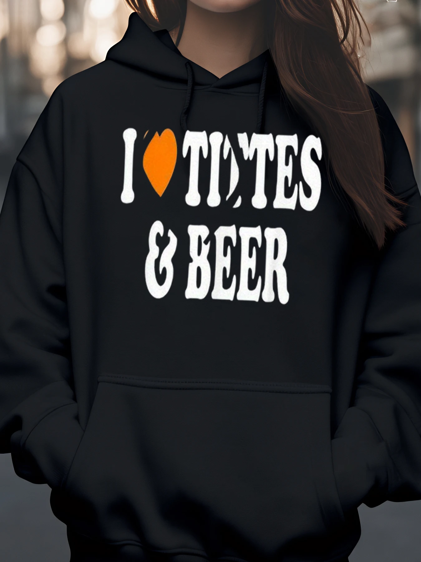 أنا أحب ملابس حفلات الهالوين ذات القلنسوة وطبعة اليد والبيرة للنساء