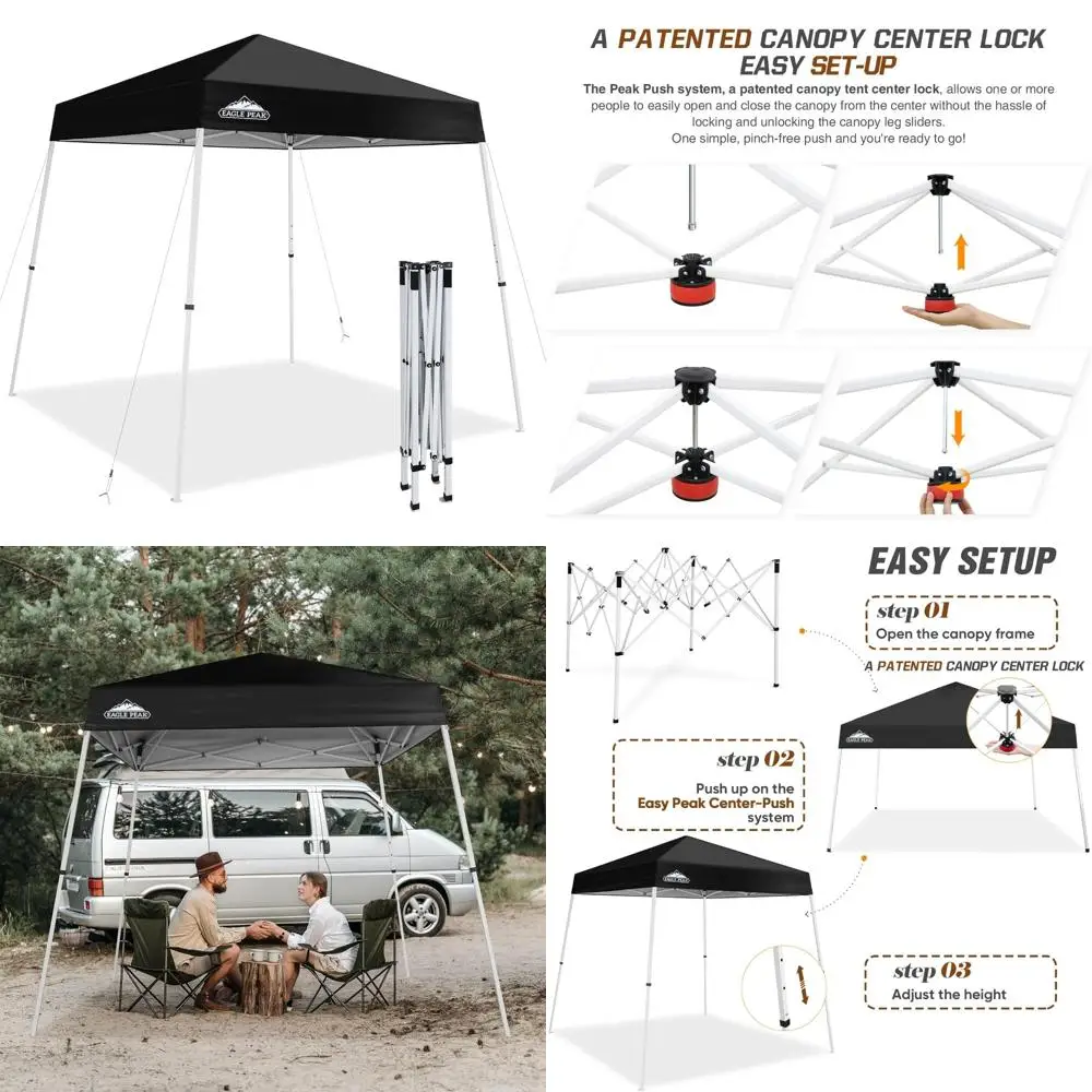 

Instant 8x8 Pop-Up Canopy Tent for Outdoor Beach Shelter, Easy Setup, Portable Folding Sports Shelter with Slant Leg Design