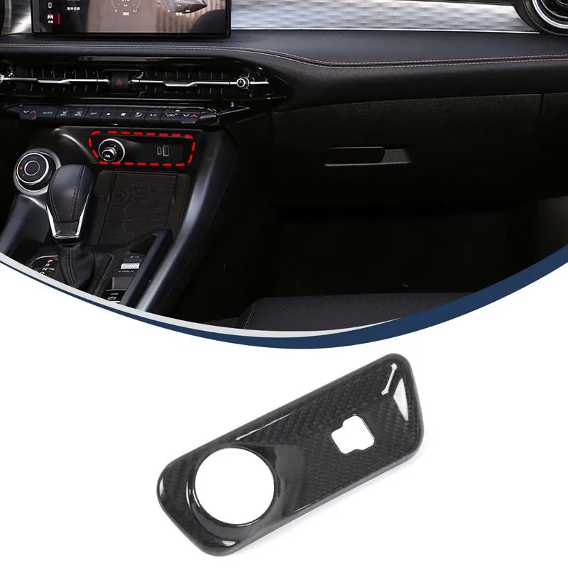 For Alfa Romeo Tonale 2022+ 1Pc Real Dry Carbon Fiber 12V Socket Panel Cover Center Console Trim Overlay