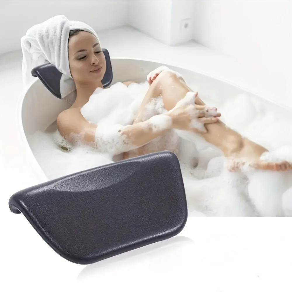 Bath Pillow Bathtub Cushion Neck Back Support,Non-Slip Suction Cups,Waterproof PU Leather Soft Headrest Pillow for Home Bathroom