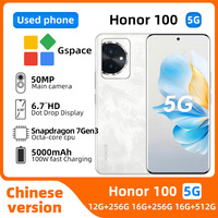 Honor 100 5g Android SmartPhone 6.7inch OLED  50.0MP Camera Snapdragon 7 Gen 3 100W Charge 13.0 NFC Original Used Phone