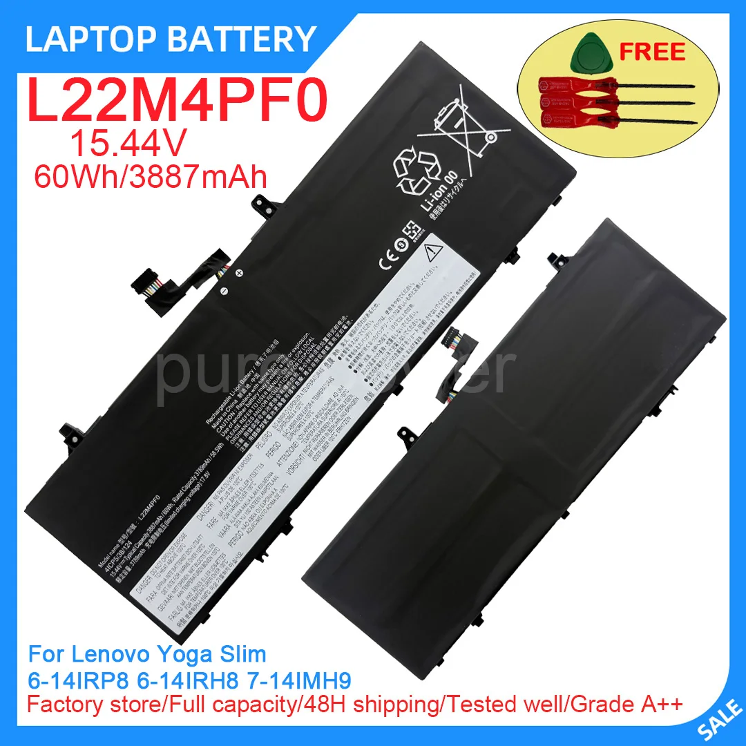 

Full capacity New Laptop Battery L22M4PF0 L22M4PF1 15.44V 60Wh for Lenovo Yoga Slim 6-14IRP8 6-14IRH8 7-14IMH9 high quality