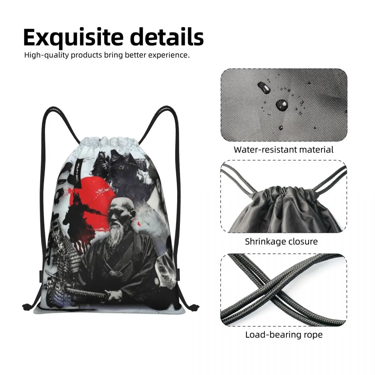 Aikido Leben Philosophie Kordel zug Tasche Männer Frauen tragbare Turnhalle Sport Sackpack japanische Samurai Shopping Lagerung Rucksäcke