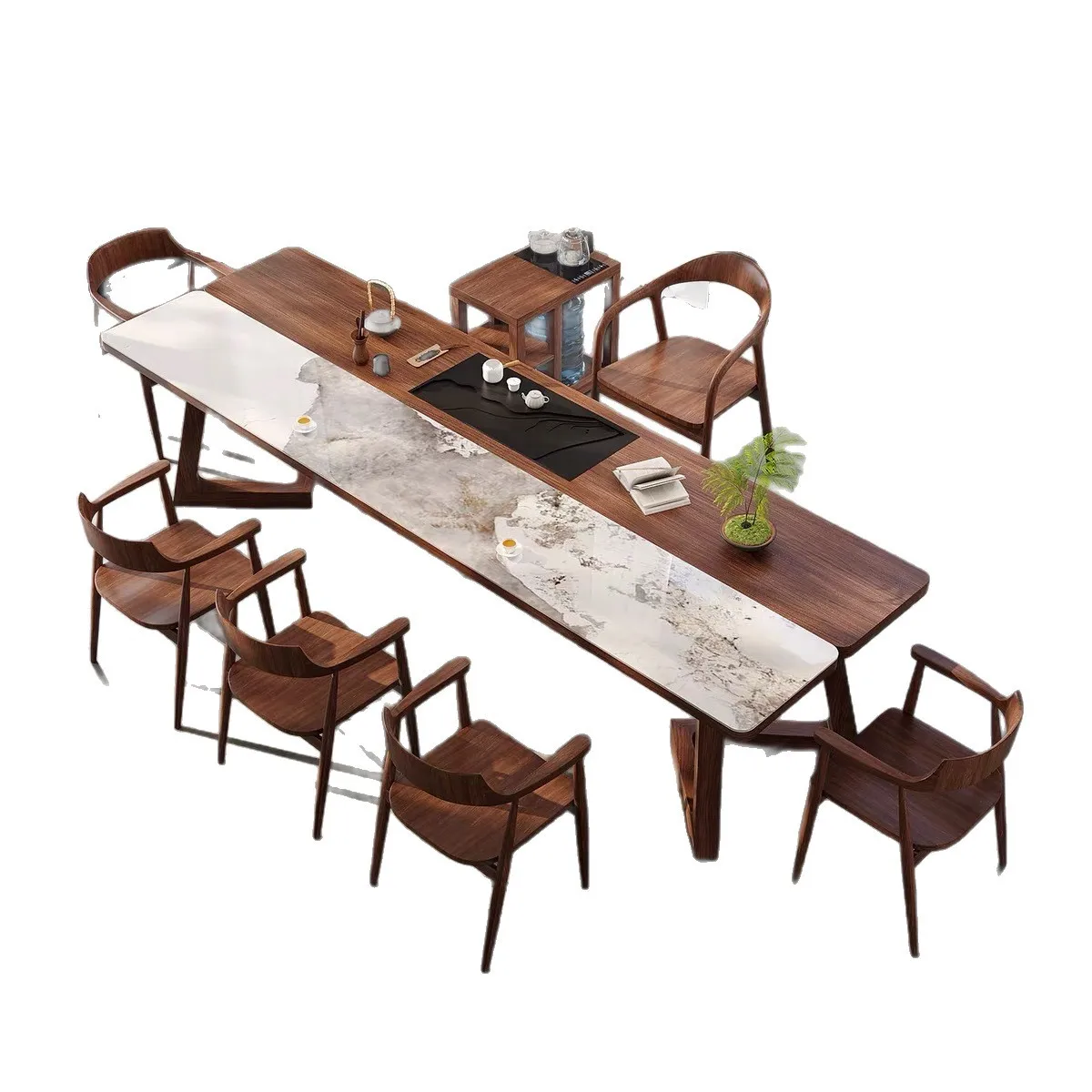 

High-end, solid wood, slate, tea table, light luxury, modern, high-end, office, creative