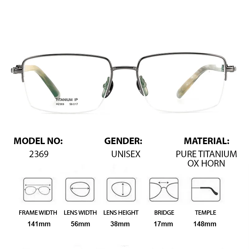Chashma Prescription Glasses Frame Pure Titanium Circle OX Horn Tips High End Eyeglasses Spectacle for Correction Myopia Lenses