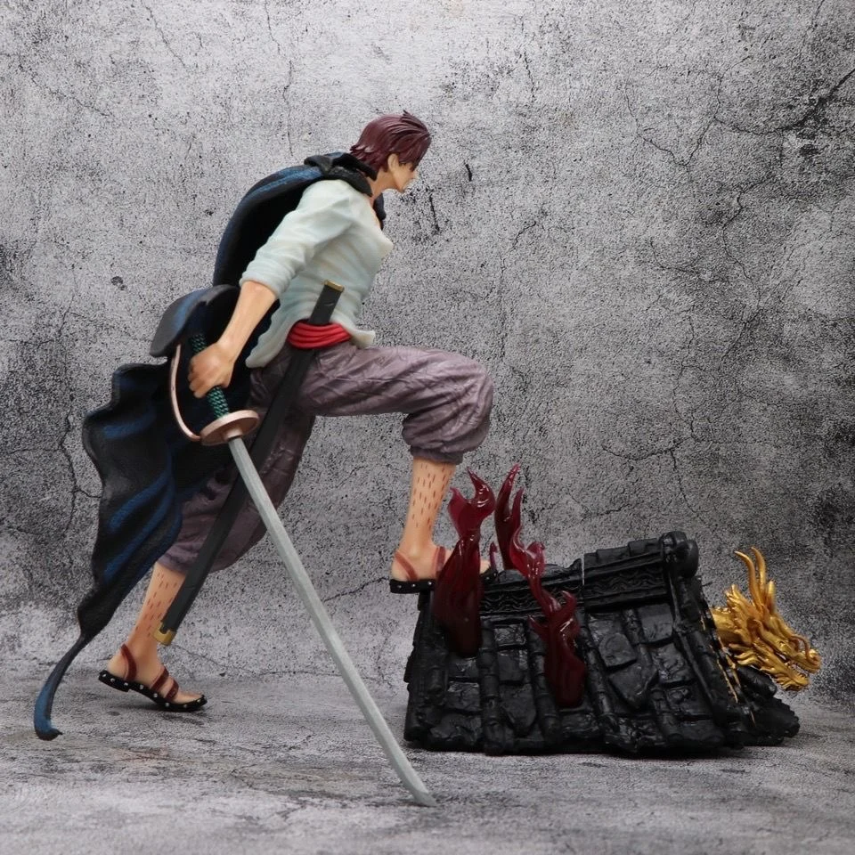 32 cm Neue EIN STÜCK Anime Figur Shanks Umfang PVC Modell Szene Statue Desktop Dekoration Ornamente Kinder Weihnachten Geschenke Spielzeug