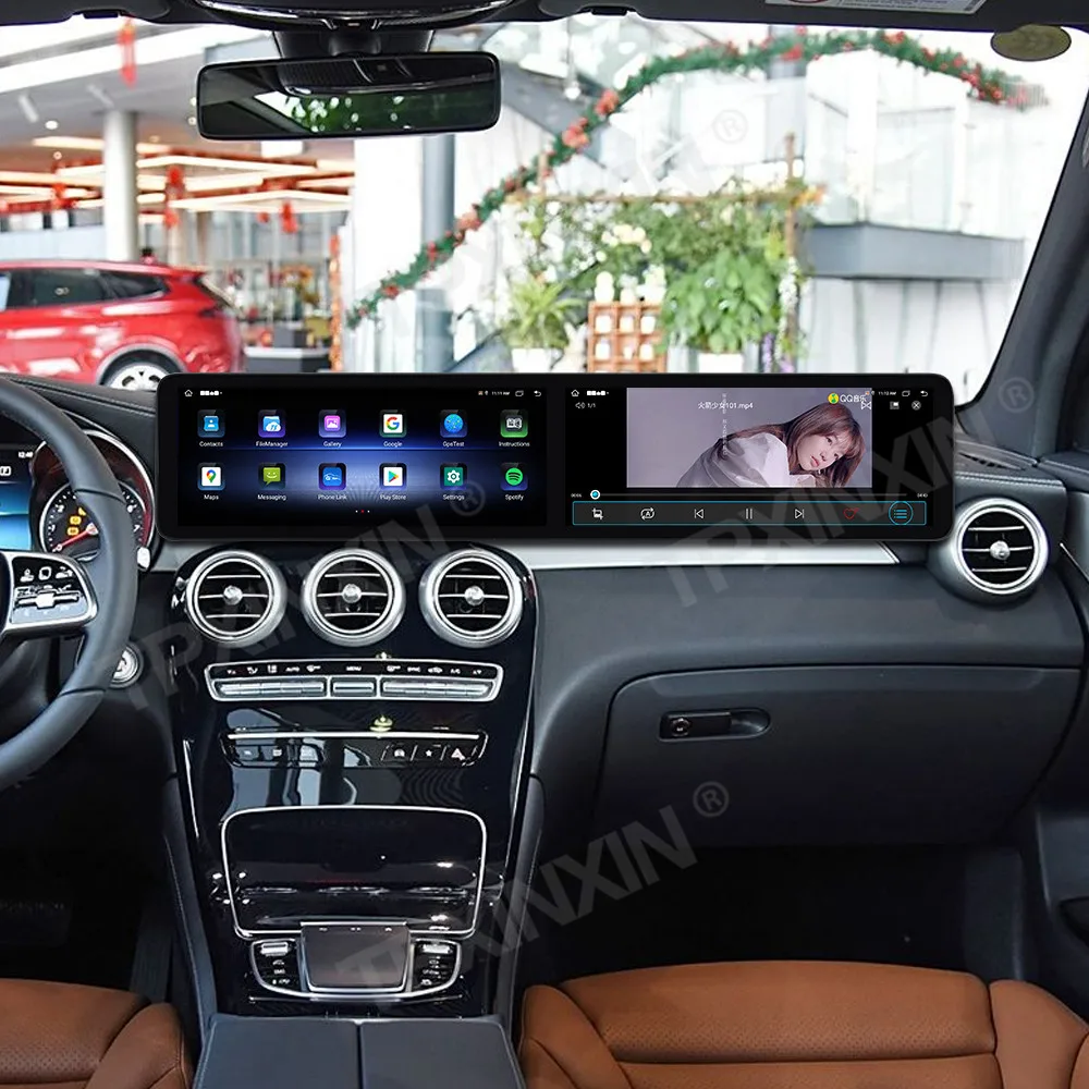 

12,3-дюймовый автомобильный радиоприемник для Mercedes-Benz GLC/C 2019 2020, автомобильный мультимедийный плеер с двойным экраном, авто GPS-навигация, блок Carplay, автозапчасти