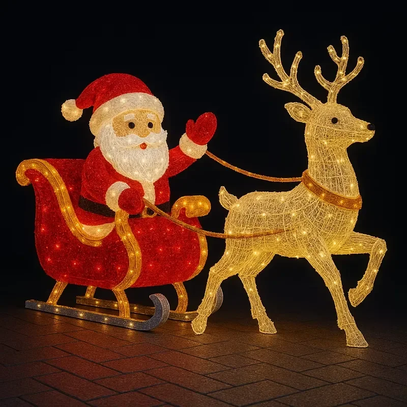 Outdoor LED Holiday Decoration Style Scene Lights Snowman Santa Claus and Deer Lighting