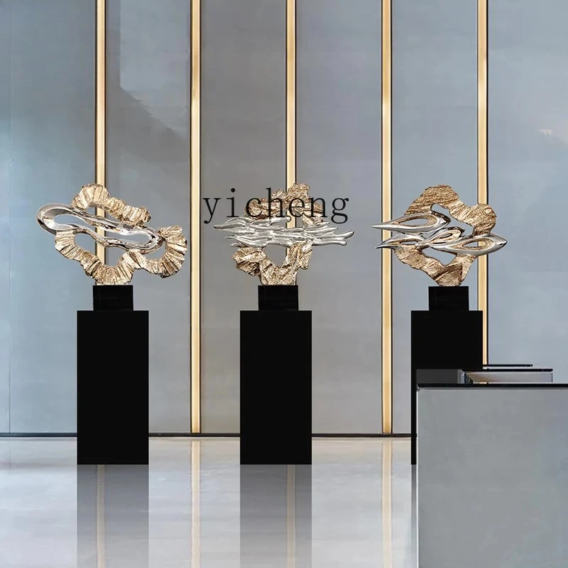 

TQH abstract sculpture hotel lobby living room porch art soft decoration antique oil electroplating large ornament