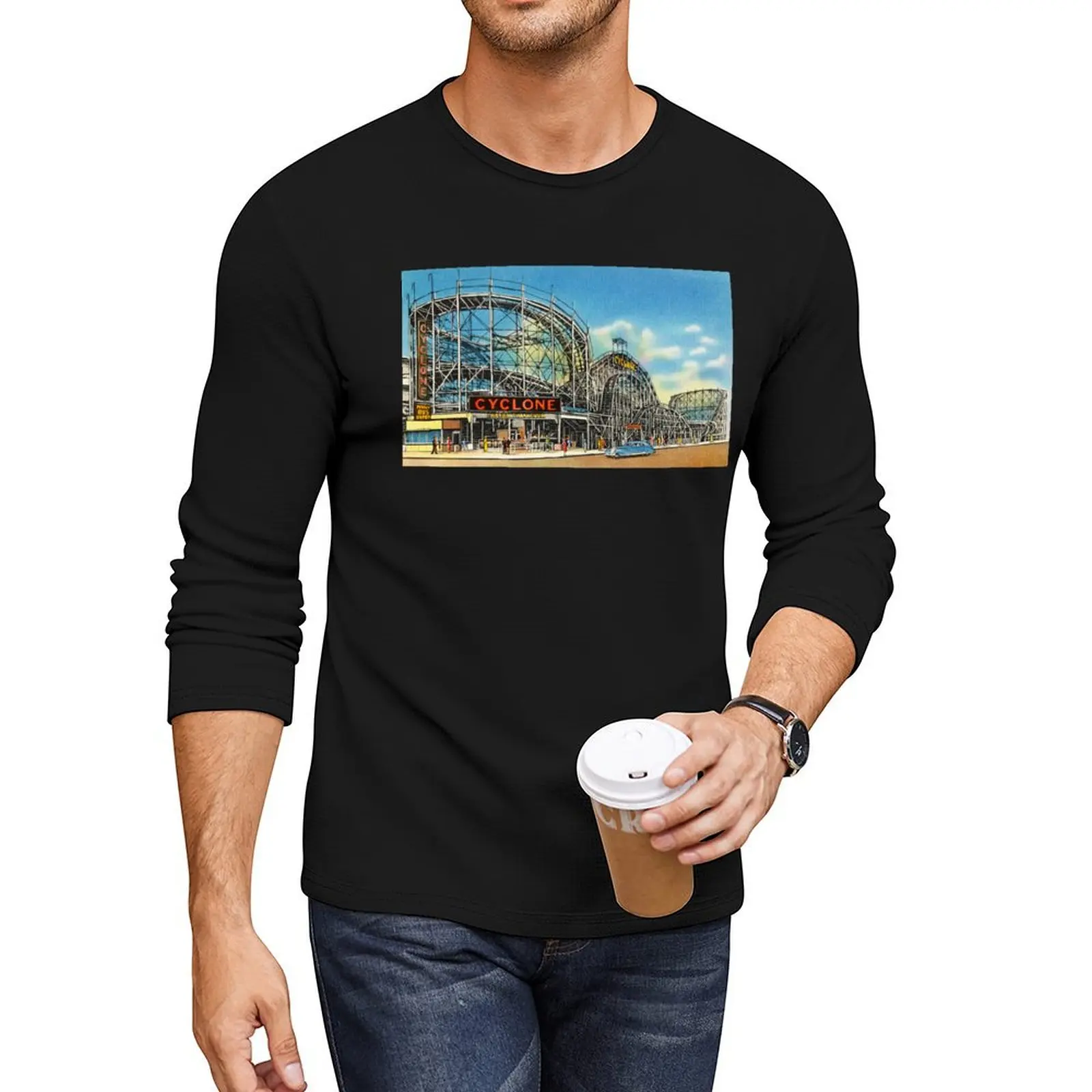 

Coney Island Cyclone Rollercoaster Long T-Shirt anime clothes cute clothes mens graphic t-shirts funny