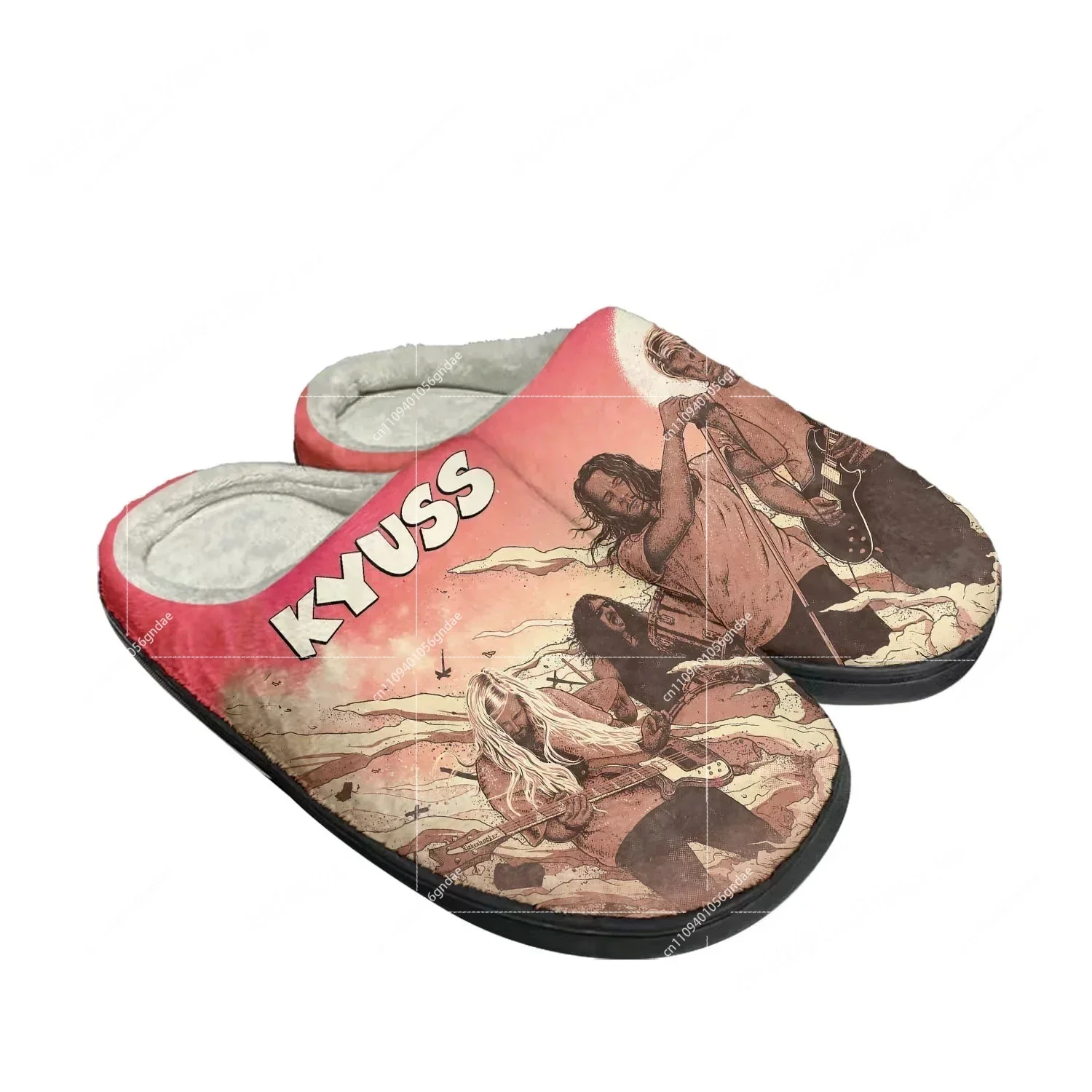 

Теплые домашние тапочки-сланцы из хлопка с принтом Kyuss Metal Rock Band, унисекс, для спальни, повседневные, плюшевые, сохраняющие тепло