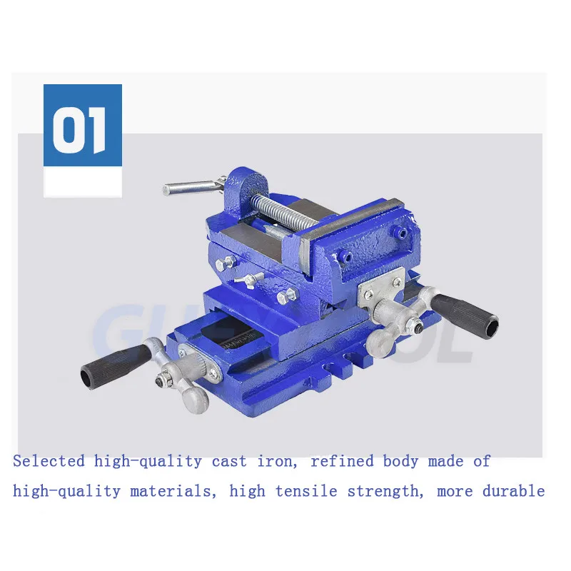 Benchtop-tornillo de Banco cruzado portátil, abrazadera de tornillo móvil bidireccional de alta resistencia, de hierro fundido, plano, pequeño,