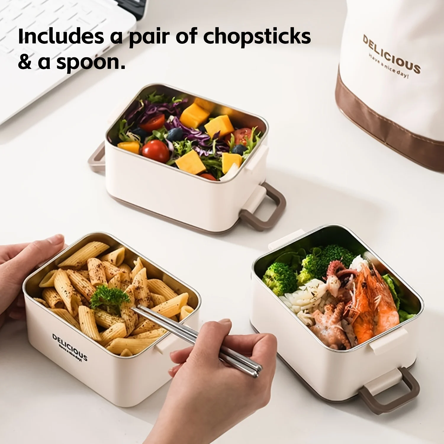 

Stainless steel student office worker insulated lunch box, thickened insulation, simple and portable