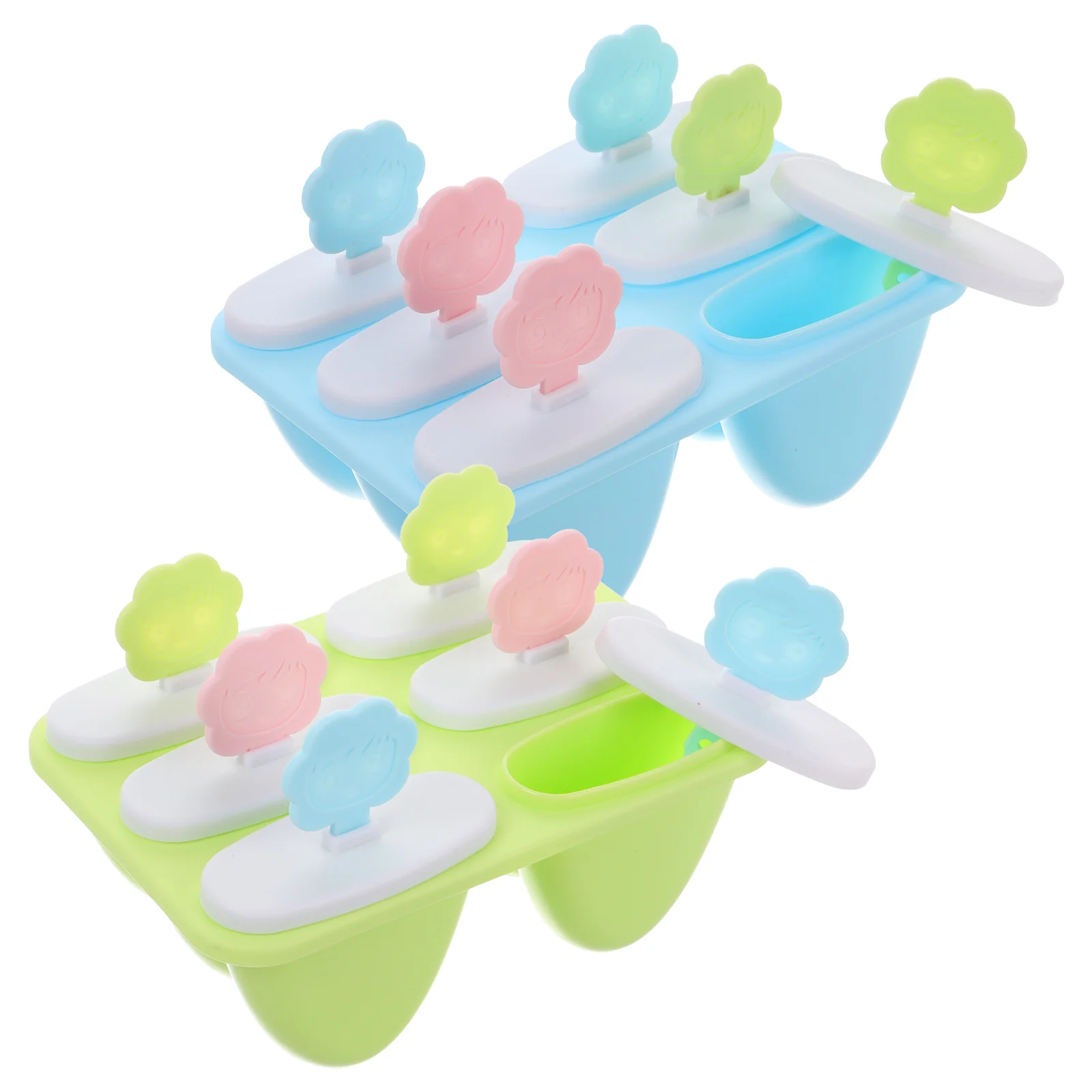 

2 Pcs Ice Cream Mold Pink and Blue Molds Popsicle Face Summer Maker with Lids