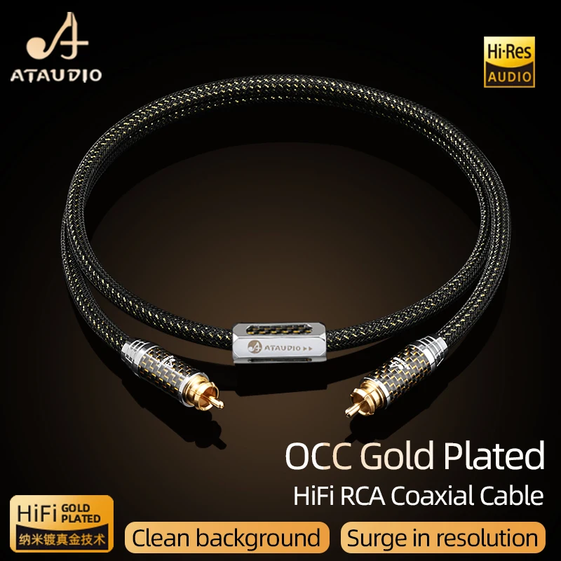 

Коаксиальный кабель HiFi RCA, 75 Ом, сабвуферный кабель, Hi-end OCC, позолоченный сердечник, RCA-папа, стереокабель для ТВ, CD-плеера, динамика