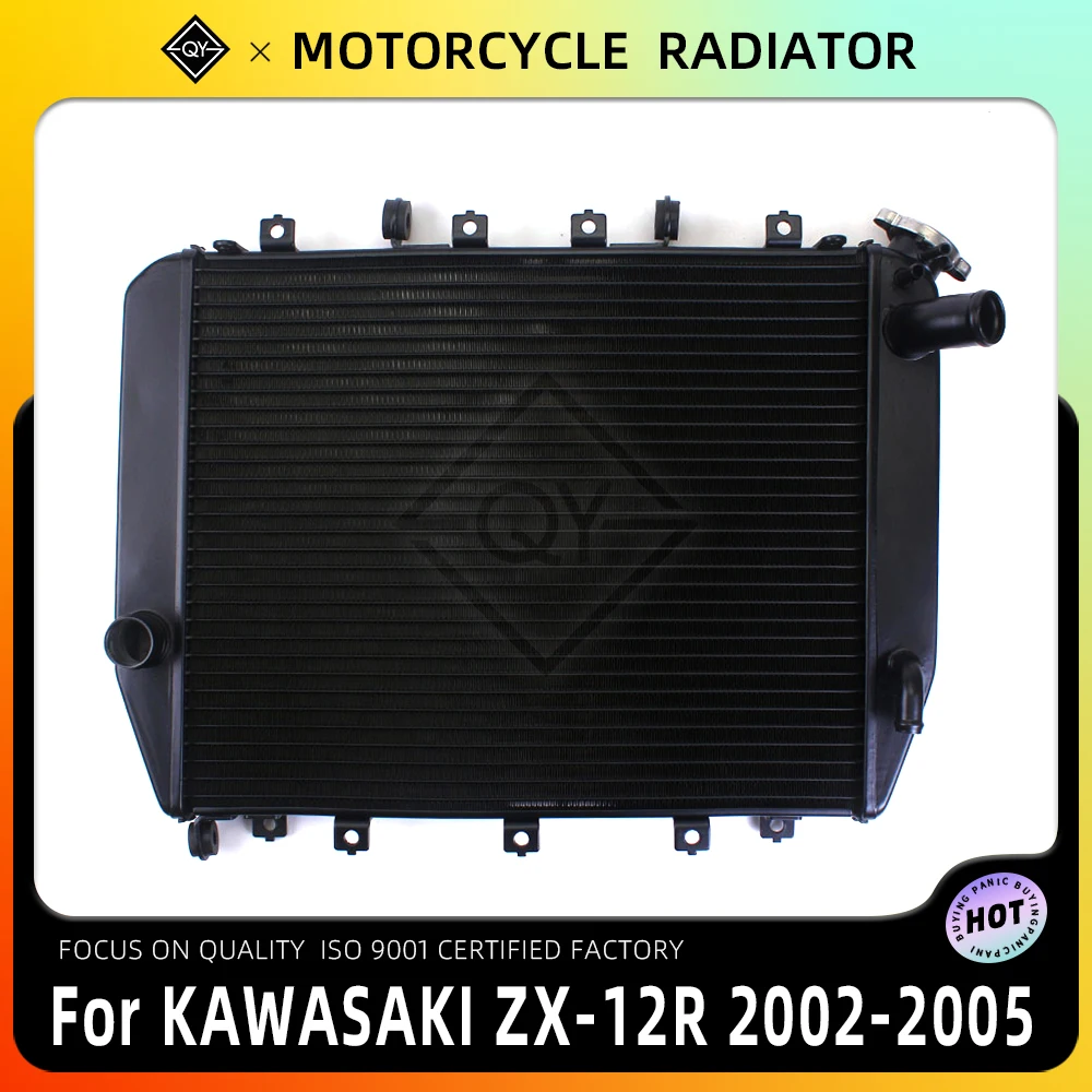 LQYL Motorcycle Aluminium Radiator Cooler Cooling Water Tank For KAWASAKI ZX12 ZX-12R ZX1200 2002 2003 2004 2005 02 03 04 05