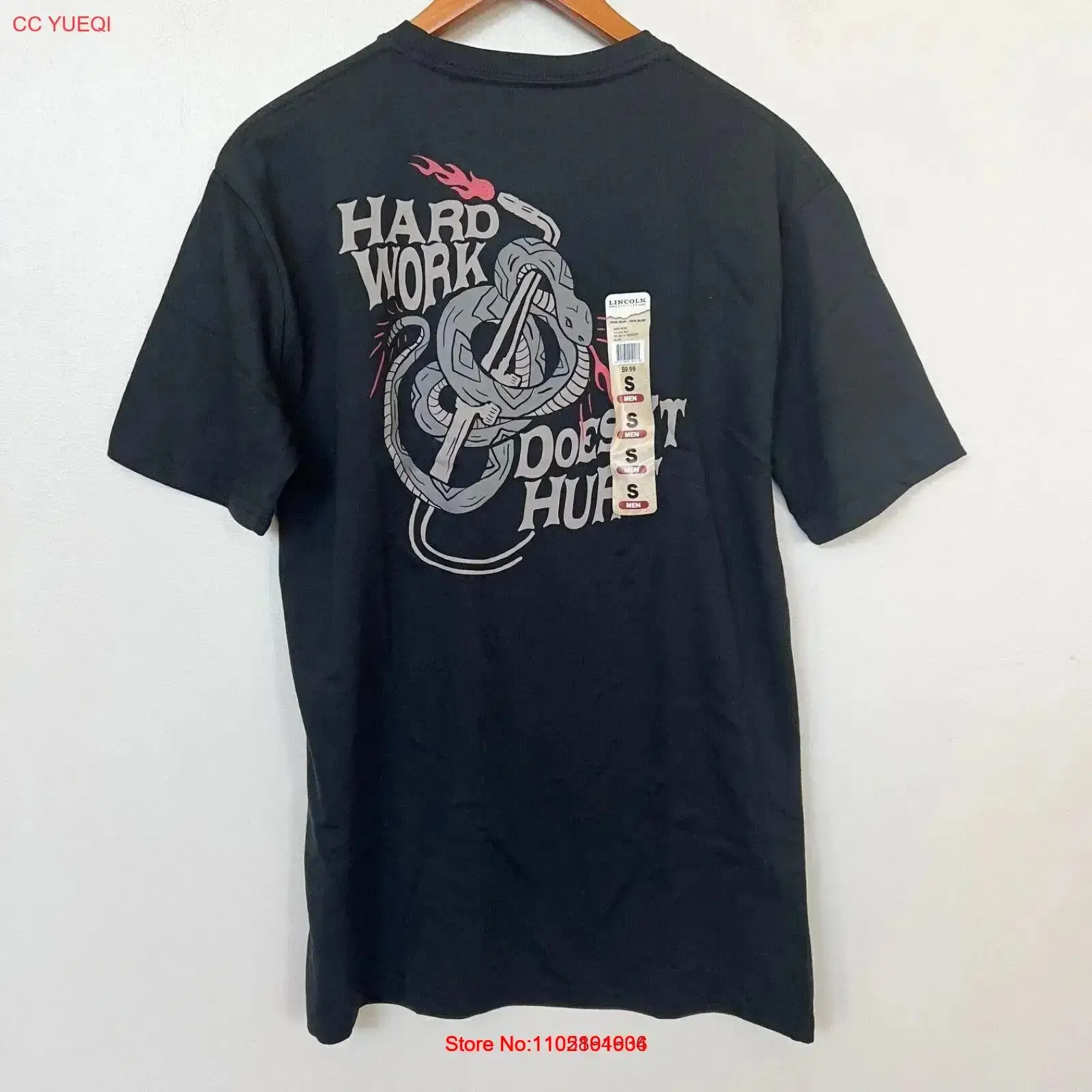 جديد لينكولن Outfitters العمل الصعب لا يؤذي قميص أسود للرجال عتيق مغسول أنيق ناعم ملابس الشارع الشهير للارتداء اليومي