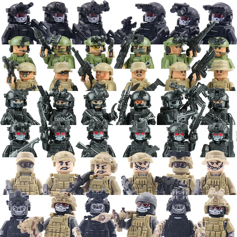 

Modern City SWAT Ghost Commando Special Forces Army Soldier Figures Police Military Weapon Building Blocks Toy For Children Gift