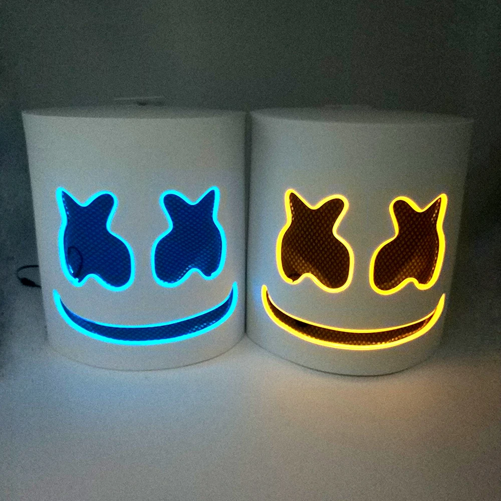 Music Dance Party Light Up Mask Full Face LED Neon DJ Marshmallow Mask Headgear Luminous Festival Props Cosplay Rave Party Mask - view 4