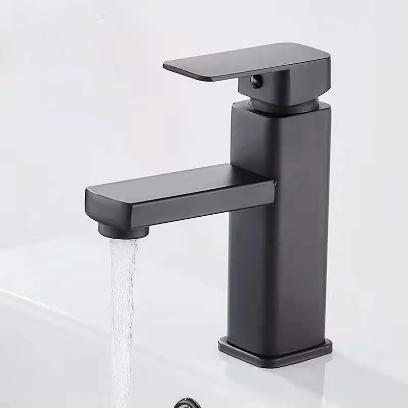 

Square Black Faucet Bathroom Toilet Basin Wash Basin Balcony Stainless Steel Hot and Cold Water Faucet