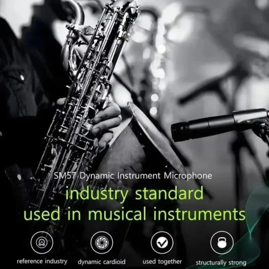 XIKCU ميكروفون ديناميكي قلبي معدني SM57 لمرحلة الغناء ميكروفون سلكي احترافي لتسجيل الصوت للكاريوكي BBOX
