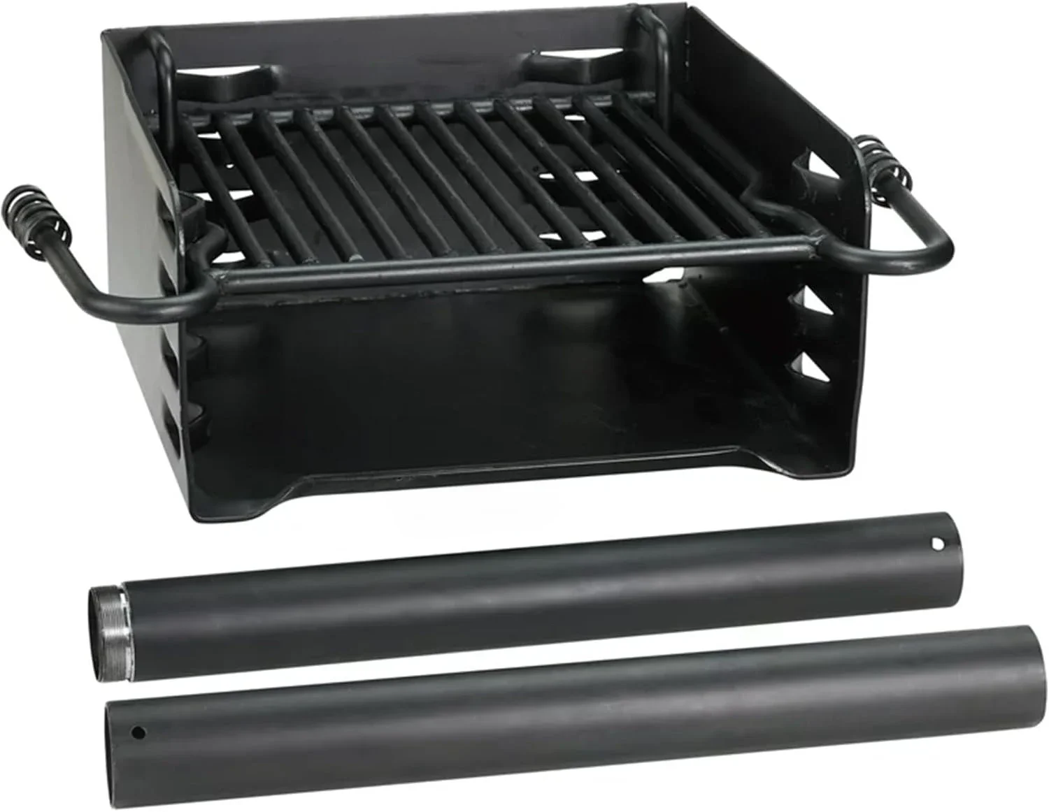

Park Style Heavy Duty Steel Outdoor BBQ Charcoal Grill with Cooking Grate and 360 Degree Swivel Post for Camping or Backyard