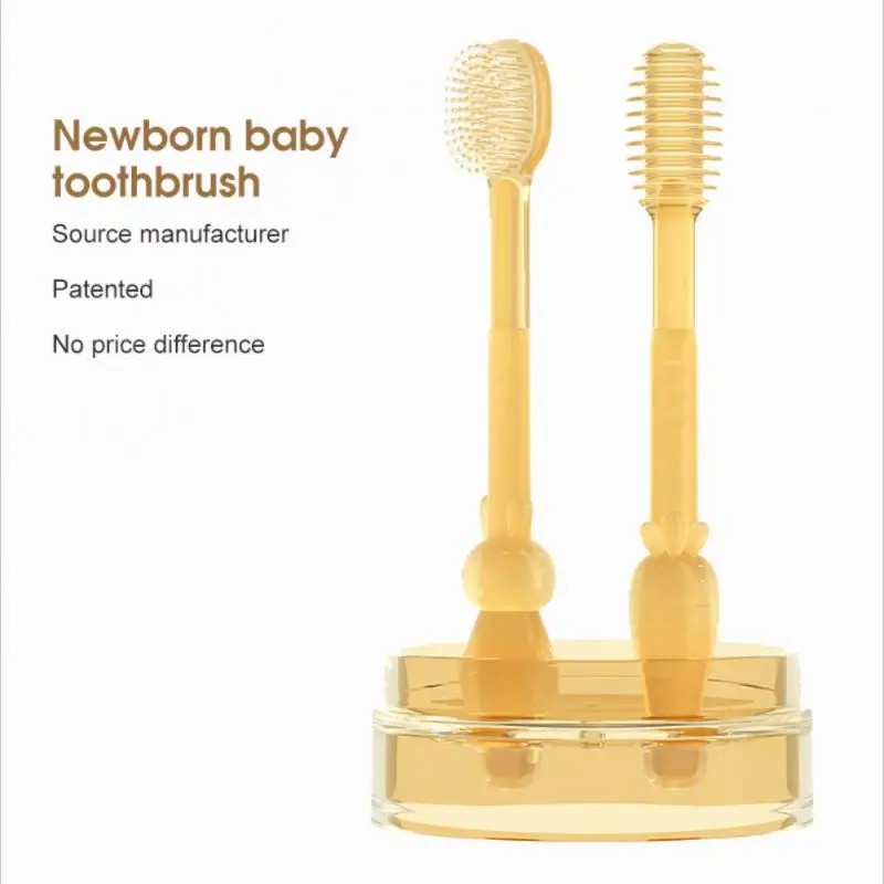 Baby Toothbrush Silicone Tongue Brush Toddler Oral Cleaner Soft Bristles Deciduous Tongue Coating Cleaner Teeth Brush BPA Free