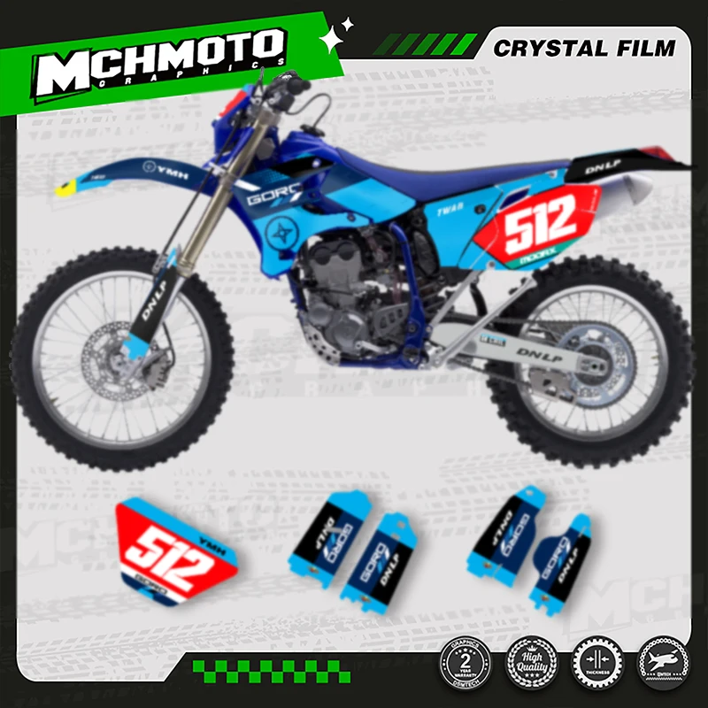

MCHMFG мотоциклетный графический фон, набор наклеек для YAMAHA WR250F WR450F WRF 250 450 2003 2004 2005 2006, номер имени на заказ