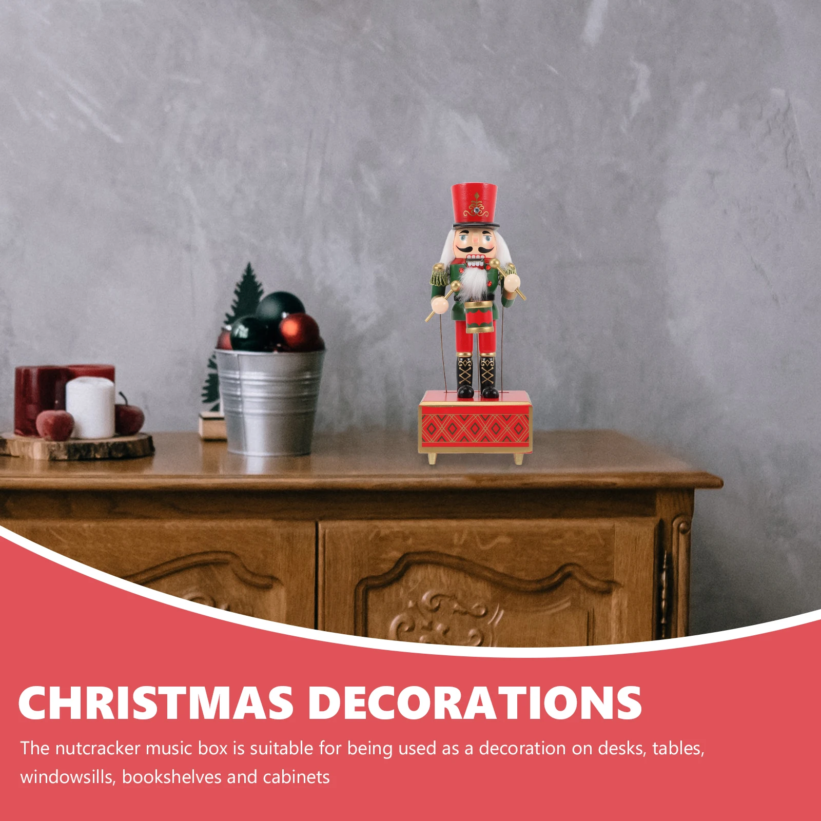

Nutcracker Music 32CM Musical Box Decor Christmas Decor Gift Melody Box Desk nament Xmas Present Wooden Craft